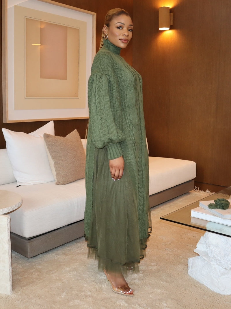 Laylah Fleece Skirt Set (Green)