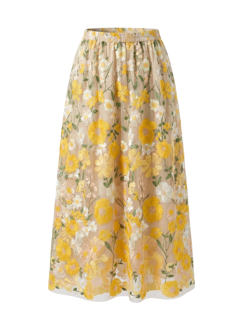 Cressida Floral Overlay Midi Skirt