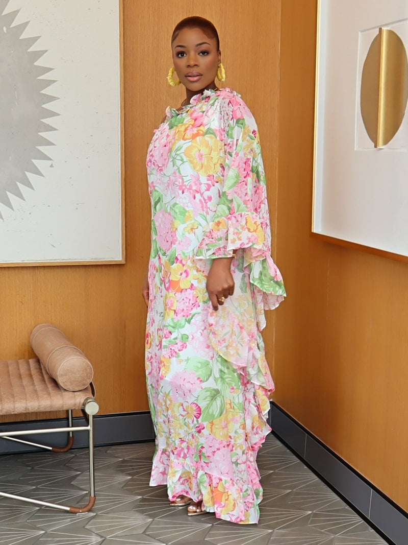 Azalea Asymmetrical Floral Dress (SAMPLE)