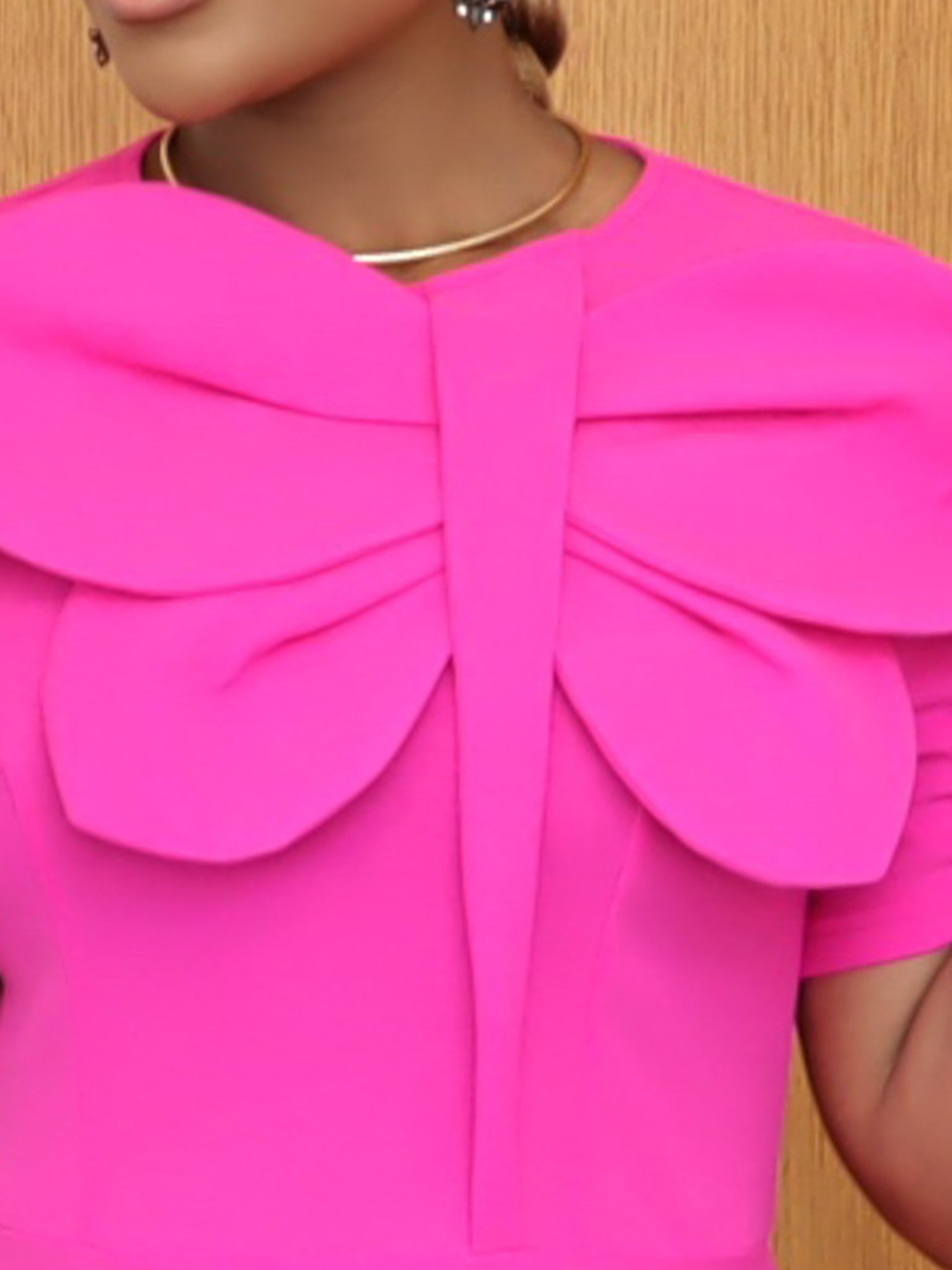 Salomi Butterfly Bow Pleated Dress (Pink)