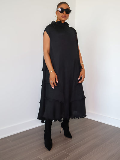 Denise Ruffle Dress (Black) - Ninth and Maple Dress