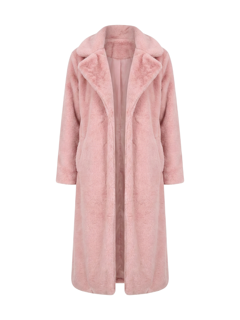 Faux Fur Loose Coat Blush