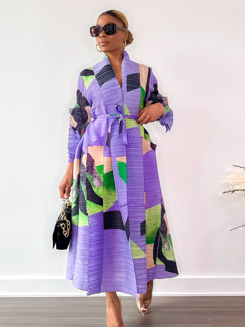 Tisha Pleated Dress (Purple) - Ninth and Maple Dress