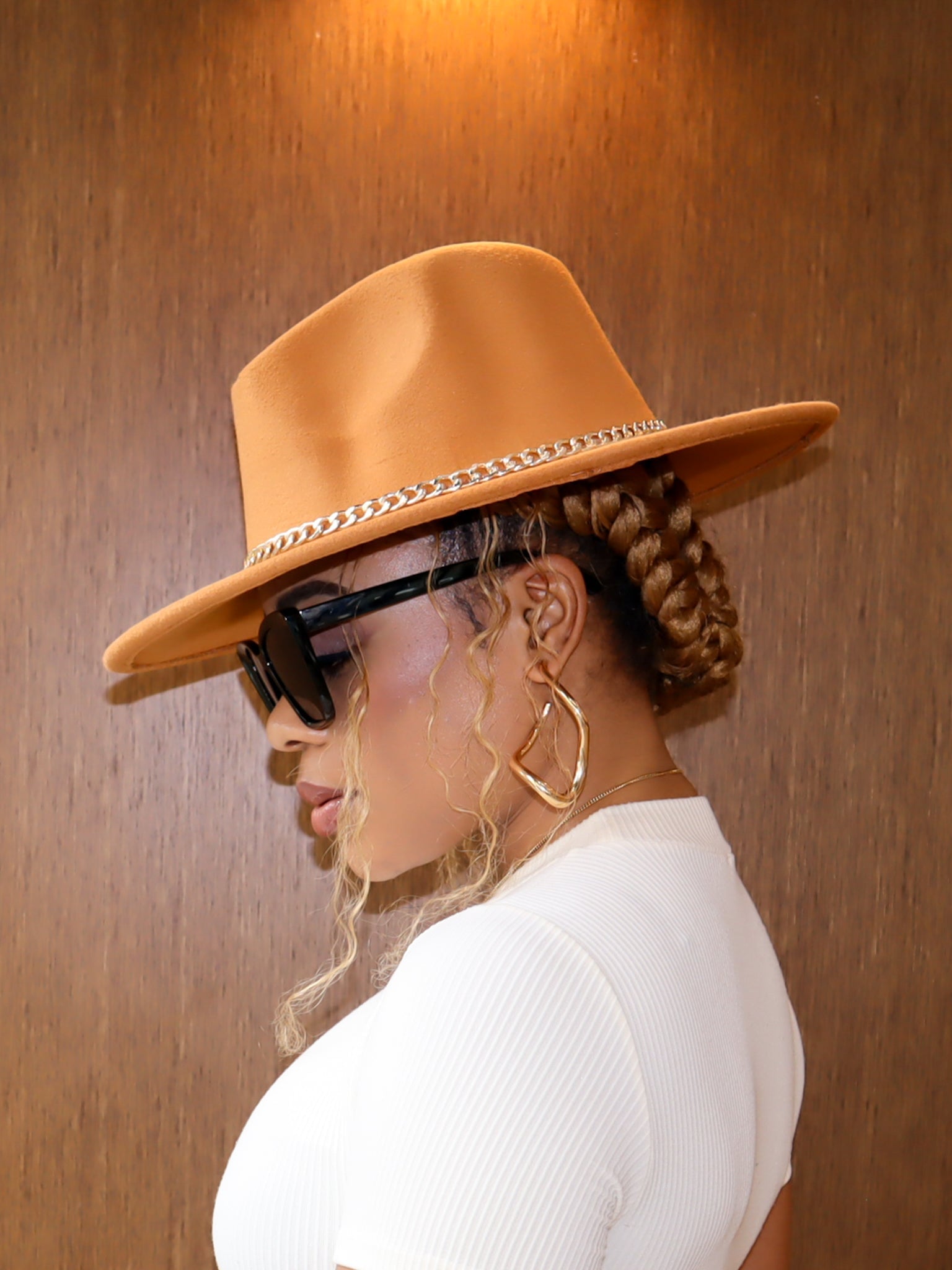 Fedora Hat || Brown with Chain Detail - Ninth and Maple HATS