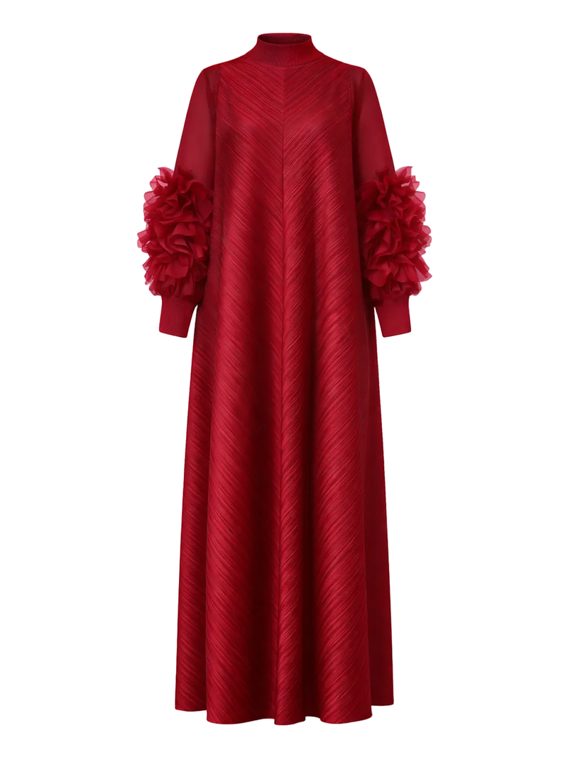 Cece Pleated Bat-Sleeve Maxi Dress