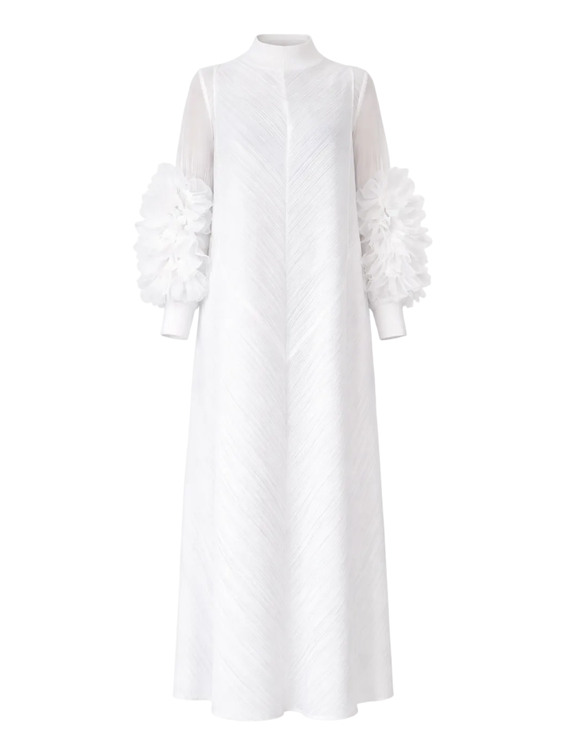 Cece Pleated Bat-Sleeve Maxi Dress