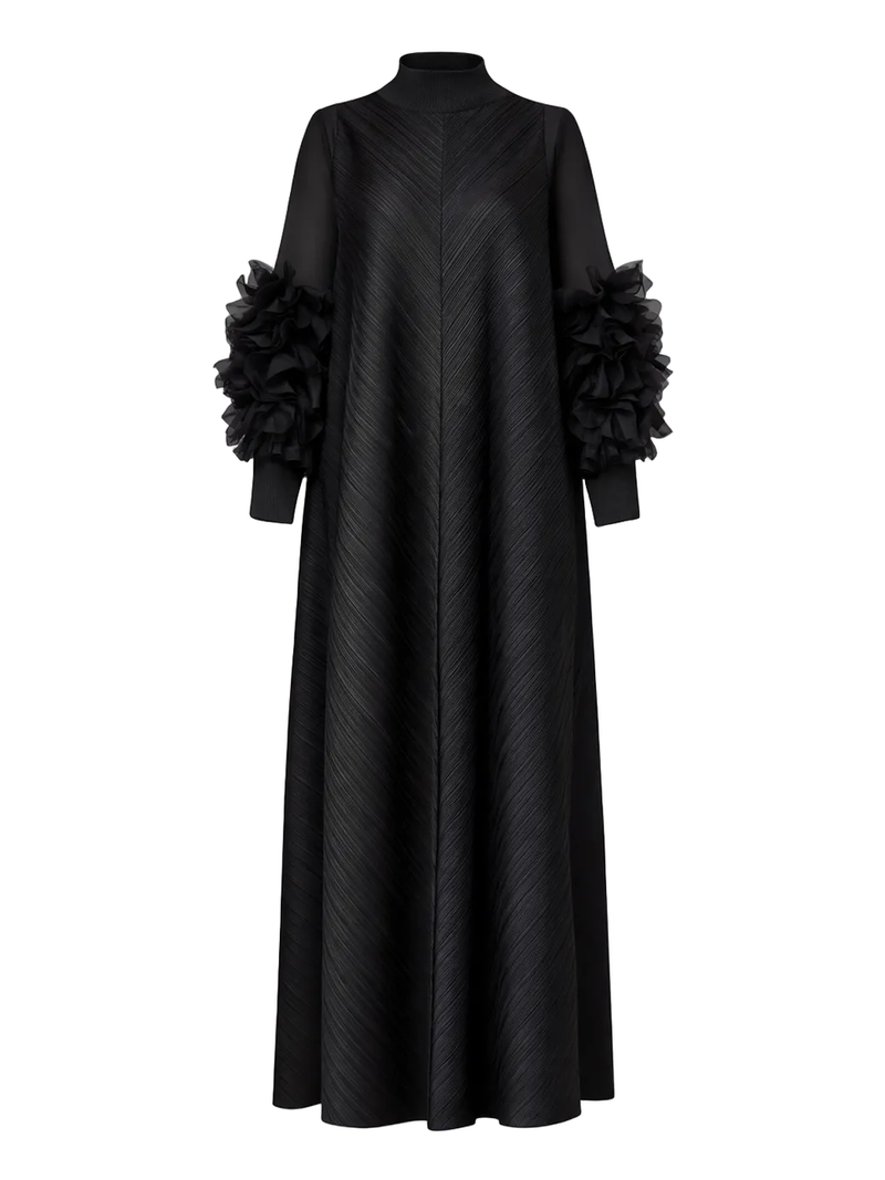 Cece Pleated Bat-Sleeve Maxi Dress