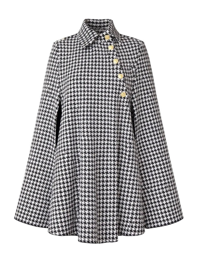 Whitley Houndstooth Poncho Coat