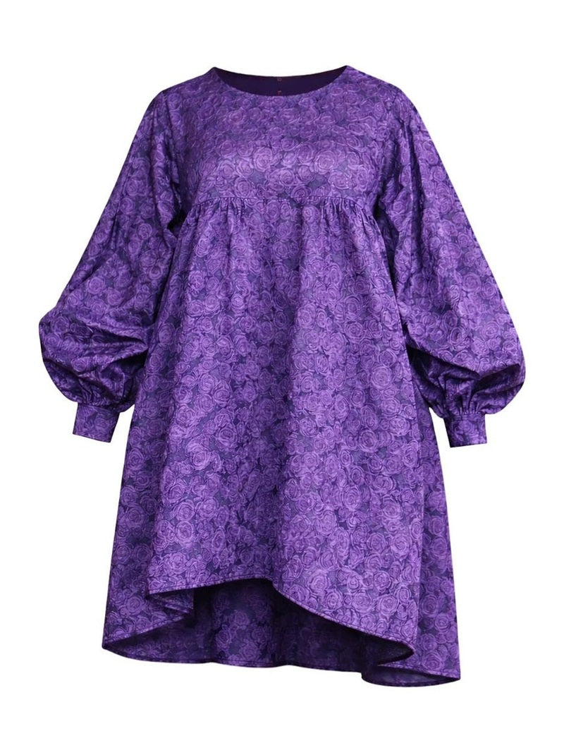 Margie Balloon Sleeve Dress – Purple Loose Fit Dress