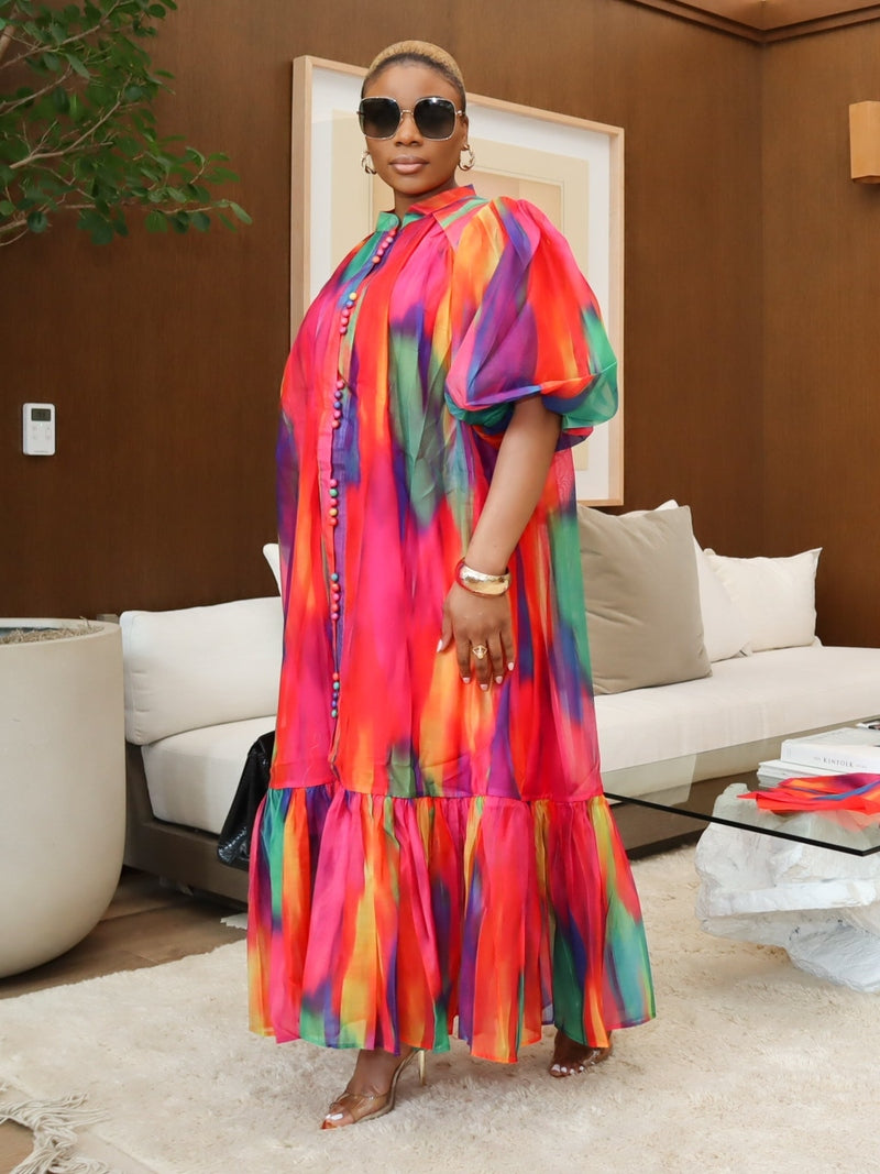 Color Pop Neck Tie Dress (Sample - FINAL SALE)