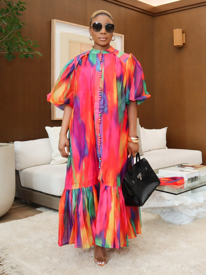 Color Pop Neck Tie Dress (Sample - FINAL SALE)