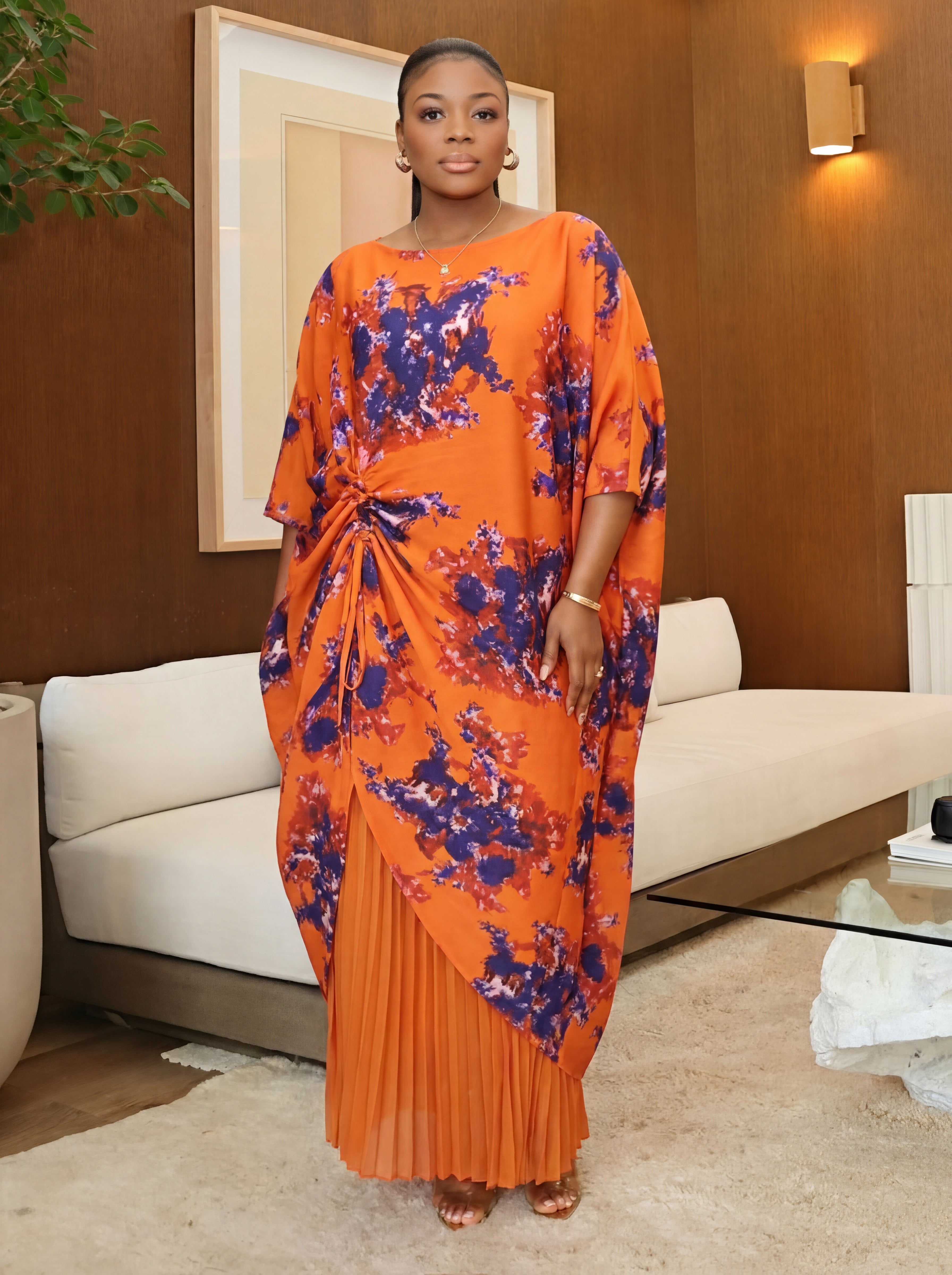 Sheila Two-Piece Pant Set (Orange Multi)