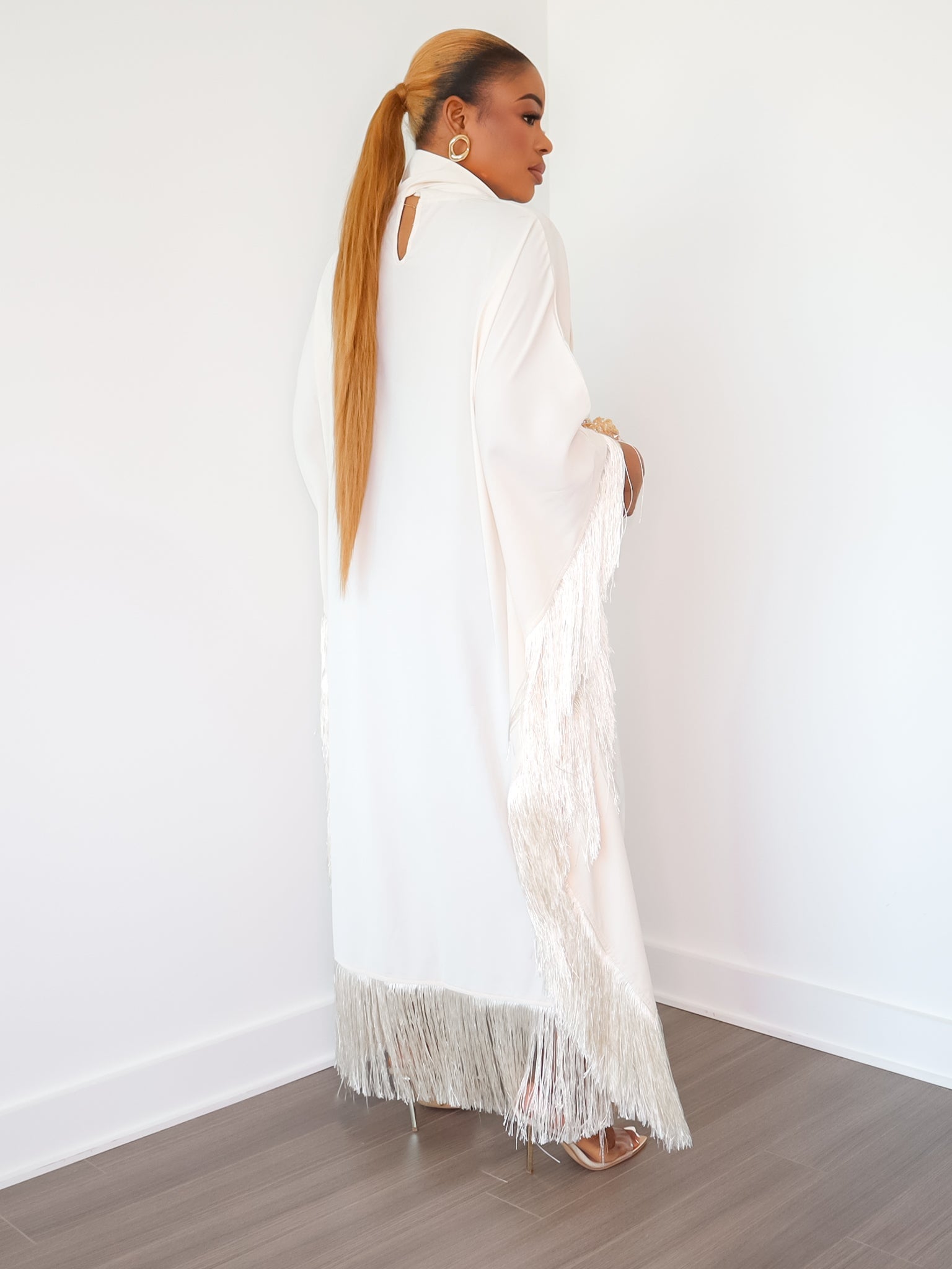 Queen Rania High-Neck Dress (Cream) - Ninth and Maple Dress