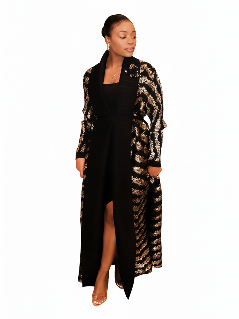 Amora Robe Black Gold - White Background