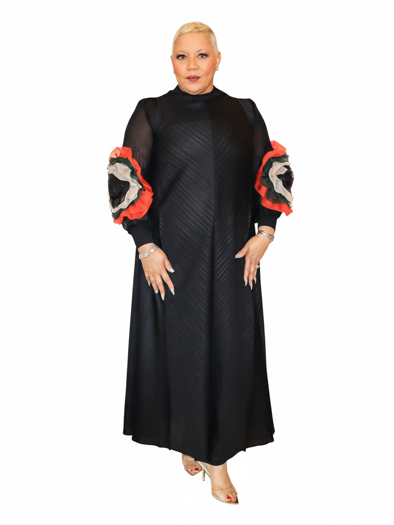 Cece Pleated Dress Black-Rose - White Background 2:3