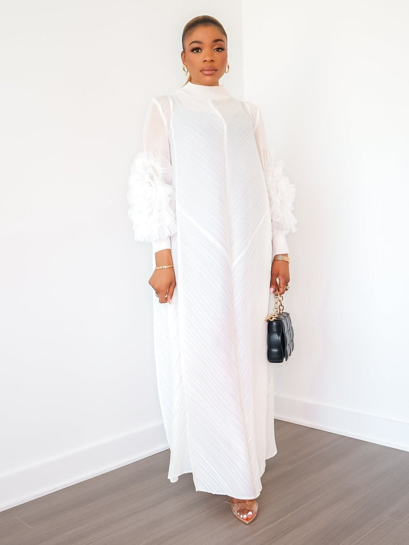 Cece Pleated Bat-Sleeve Maxi Dress