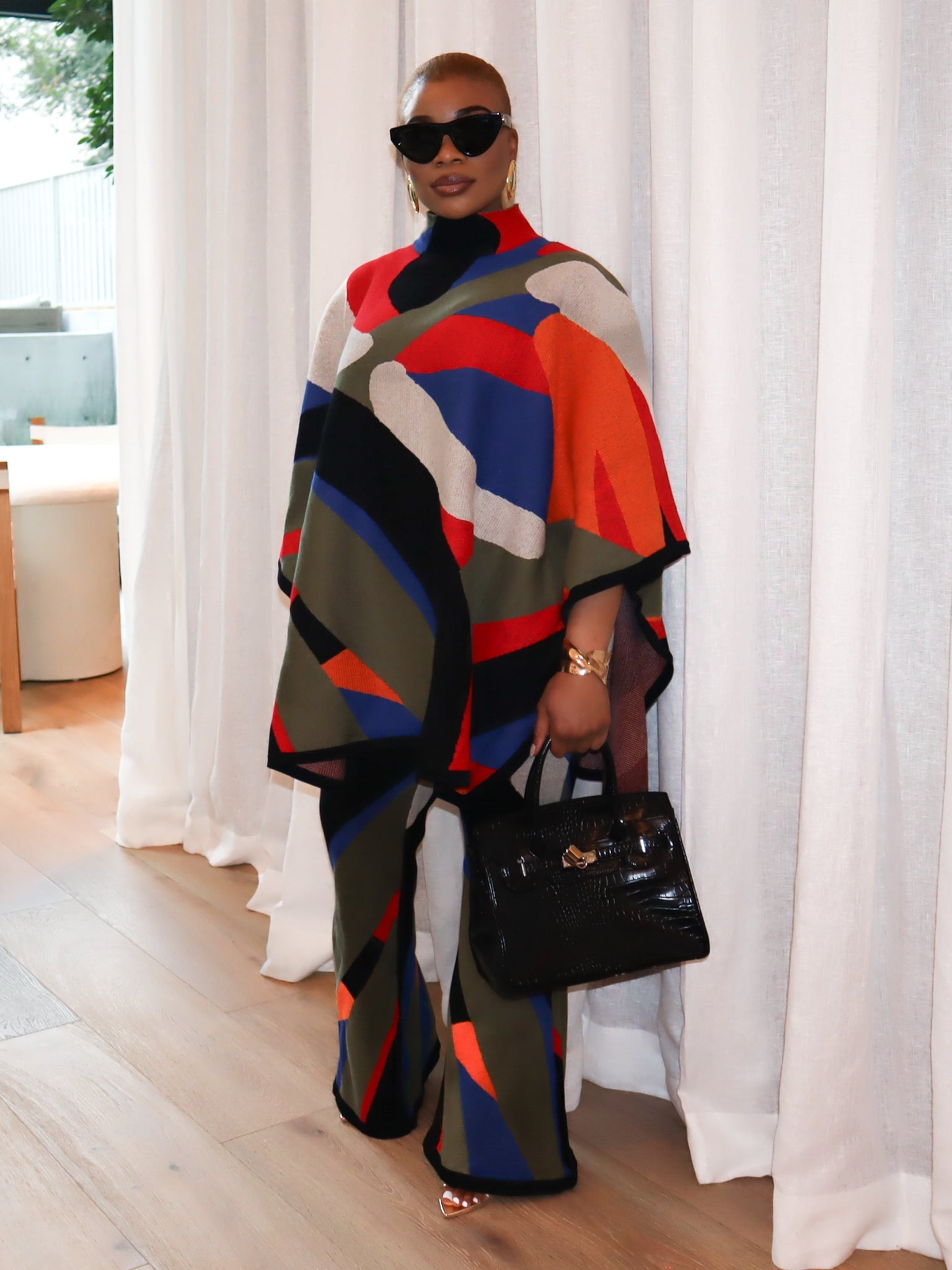 Viola Knit Poncho Set (Multi - Color)