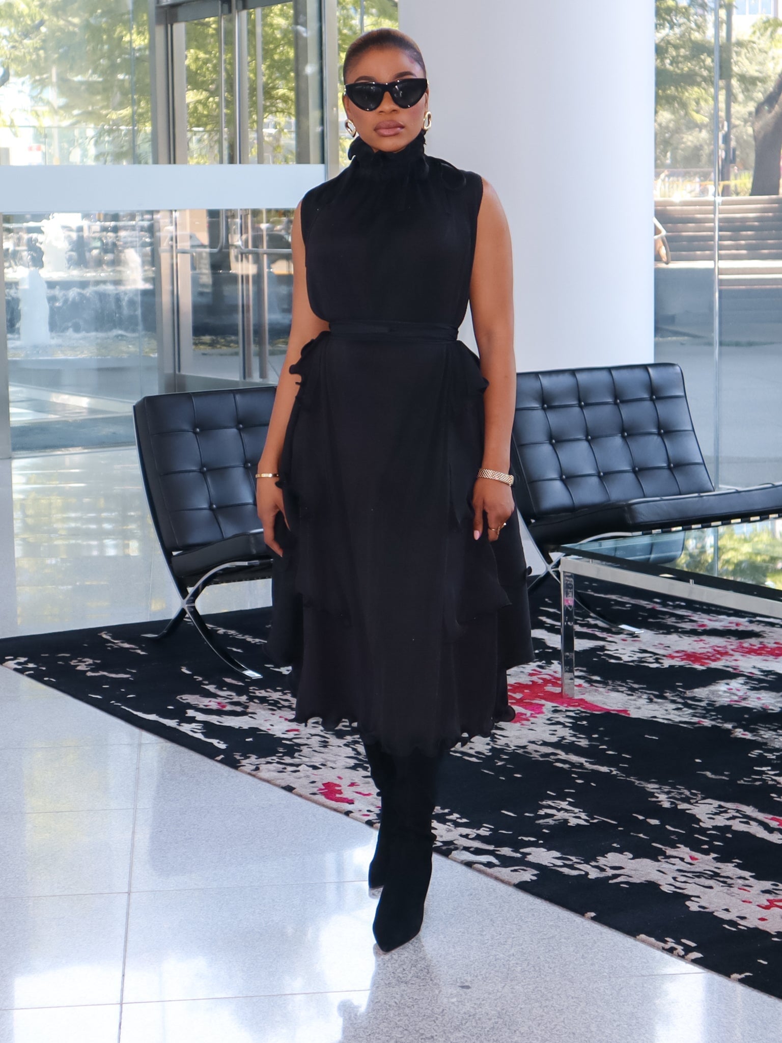 Denise Ruffle Dress (Black) - Ninth and Maple Dress