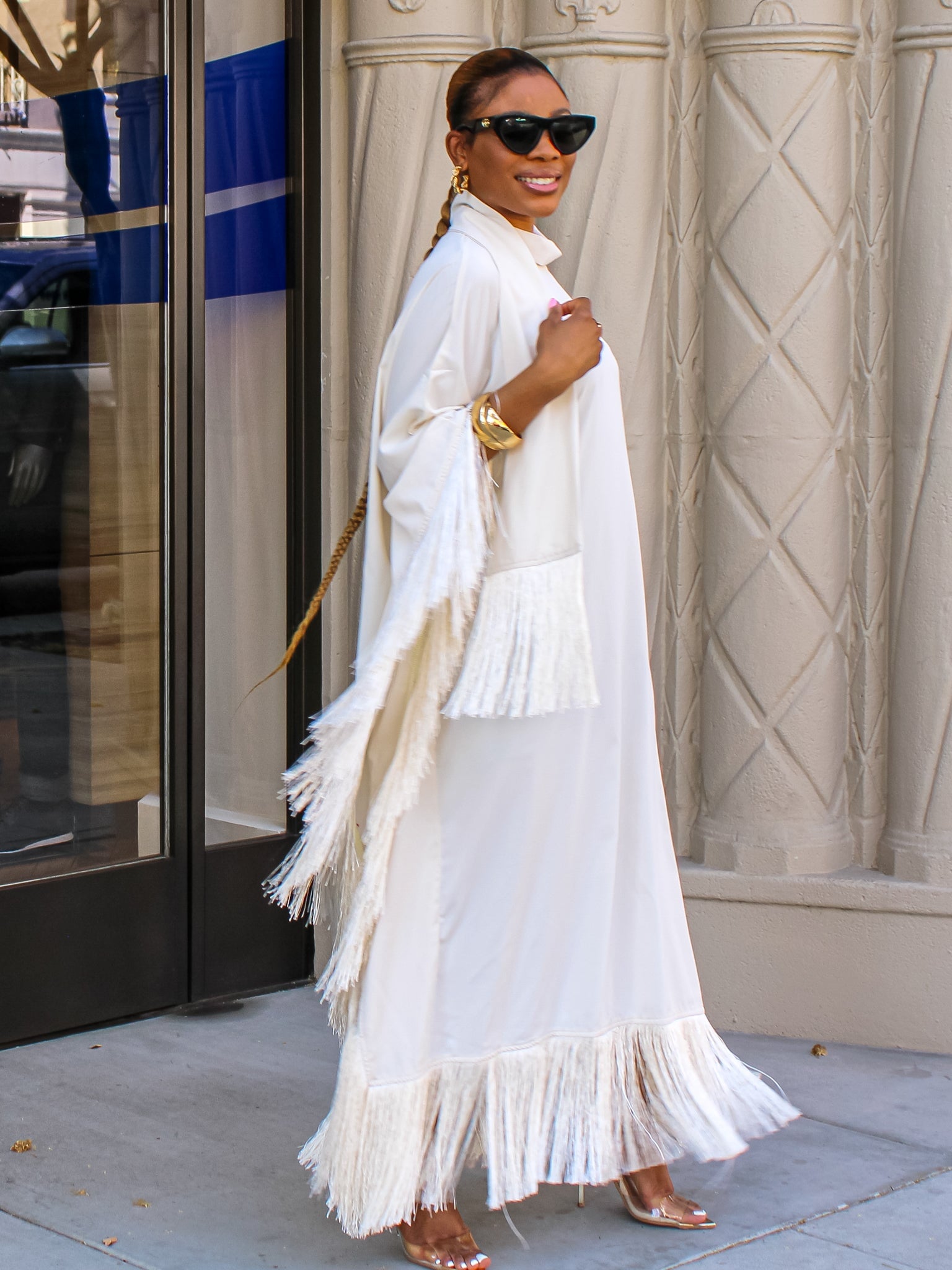 Queen Rania High-Neck Dress (Cream) - Ninth and Maple Dress