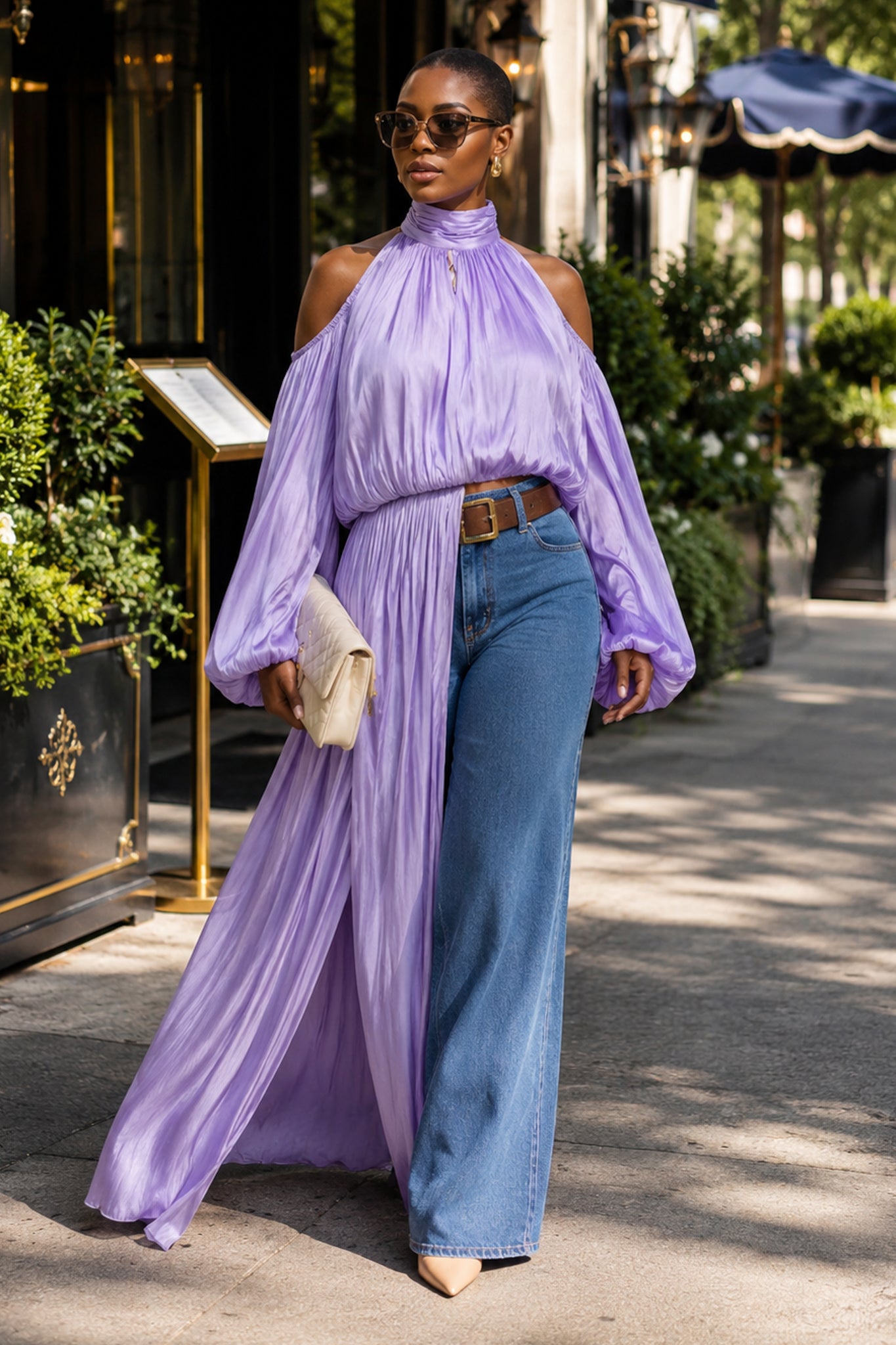 Noelle Cut Out Blouse (Lilac)