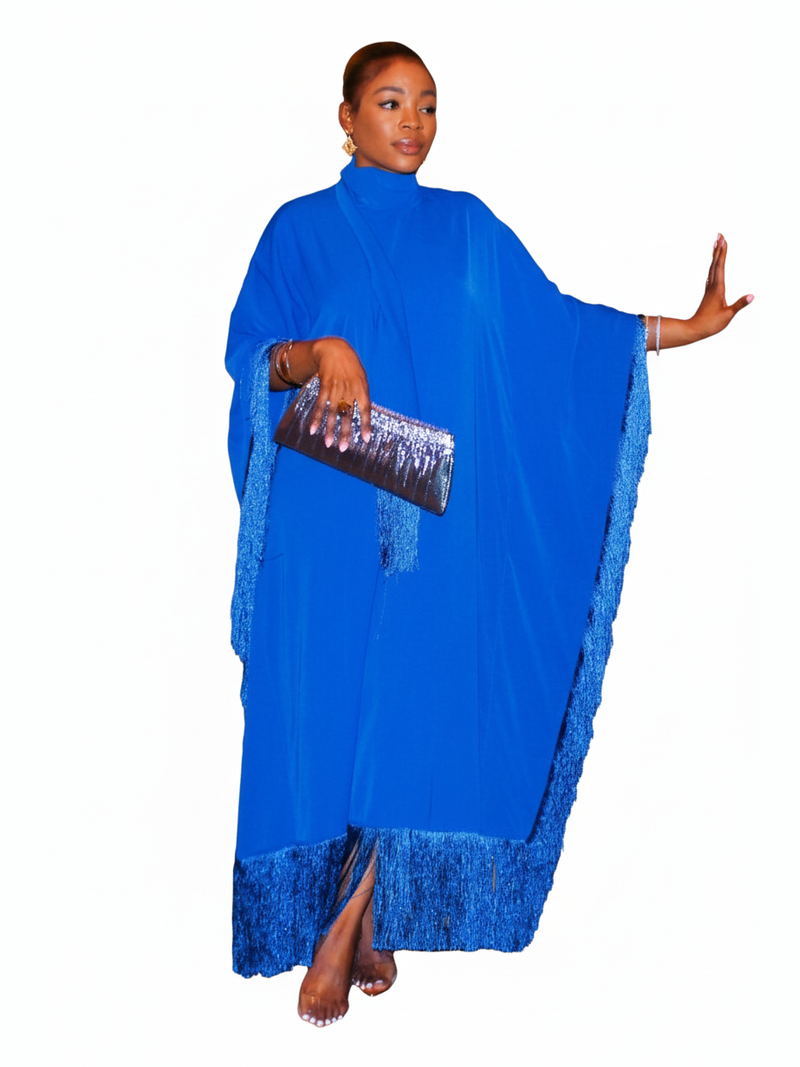 Queen Rania High-Neck Dress Blue Cover Photo - White Background