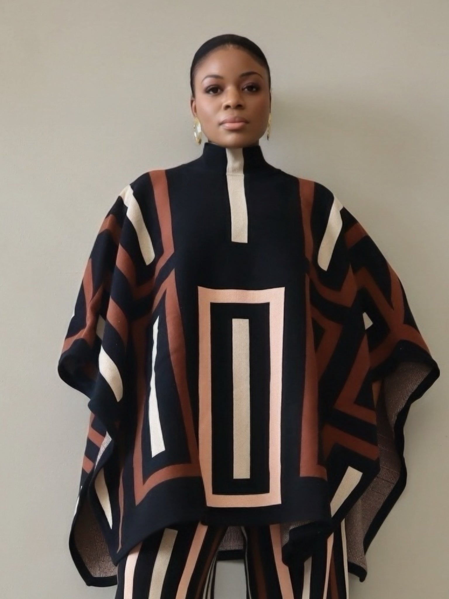 Viola Knit Poncho (Brown)