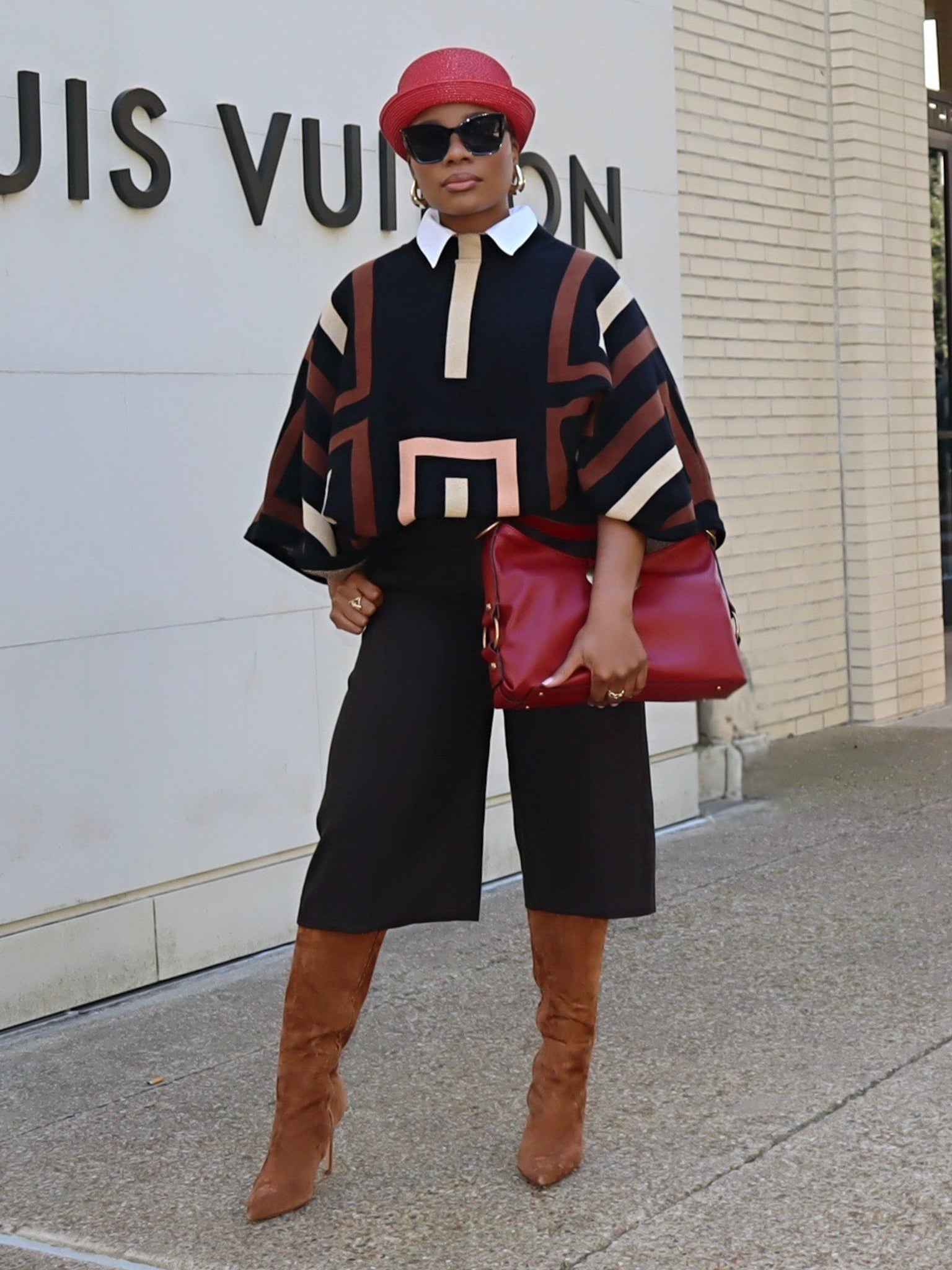 Viola Knit Poncho (Brown)