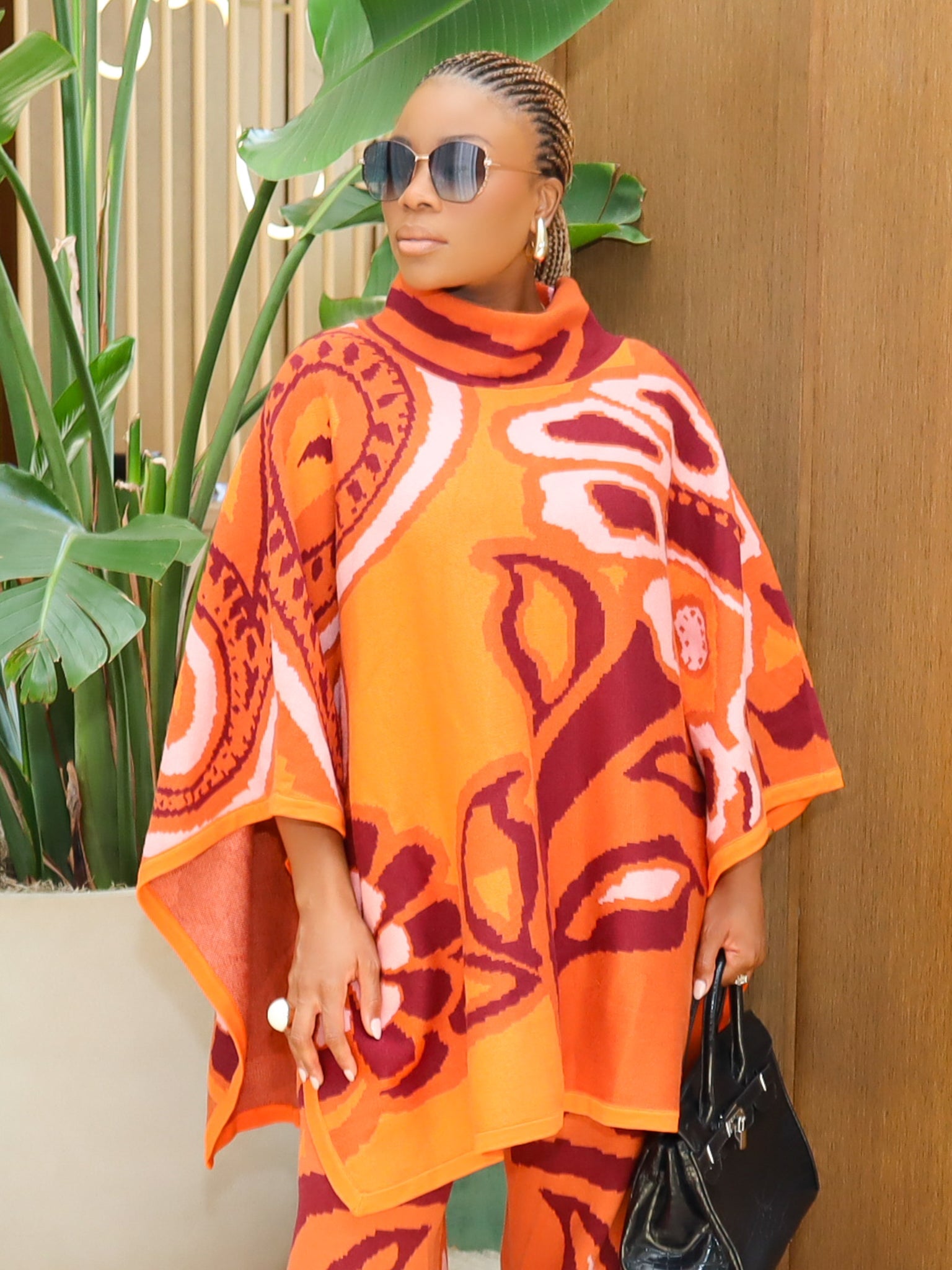 Viola Knit Poncho (Orange)