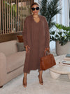 Gilda Knitted Dress Set (Brown) - Ninth and Maple DRESS SET