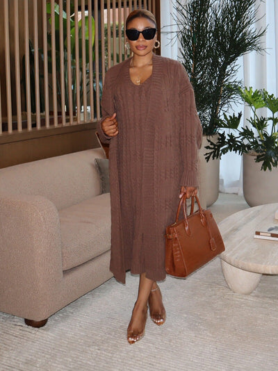 Gilda Knitted Dress Set (Brown)