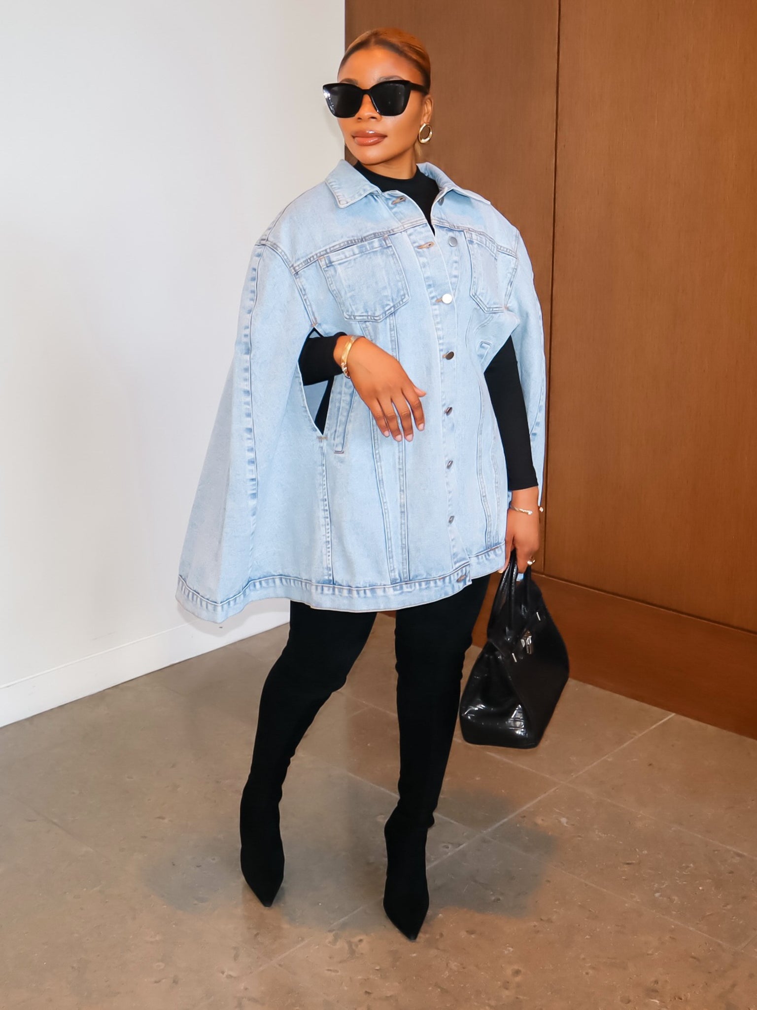 Denim poncho outlet jacket