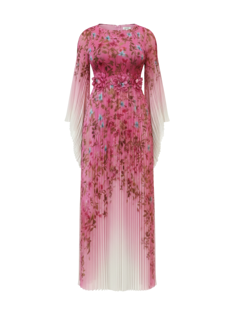 Eloise Ombré Pleated Maxi Dress Lavender