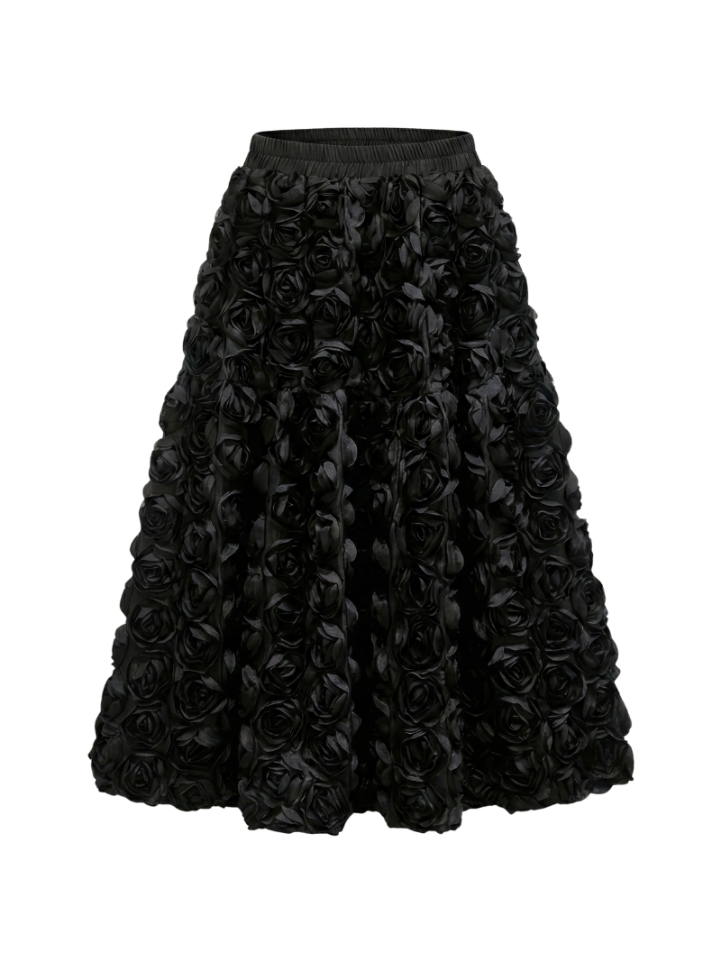 Eugene Floral Midi Skirt (Black)