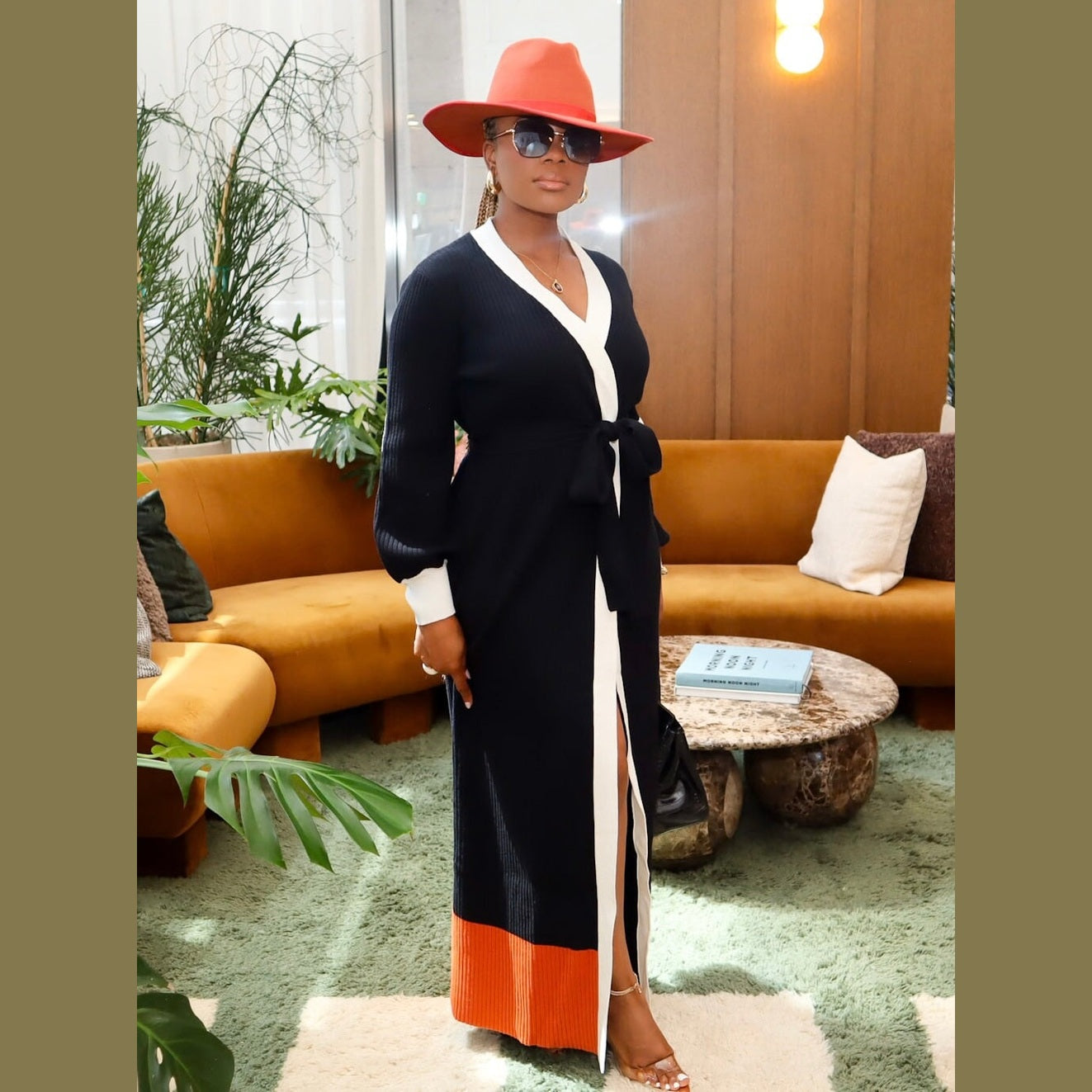 Dahlia Cardigan – Multicolor Longline Knit Cardigan with Belt