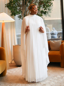 Arianna Maxi Pleated Dress (White)