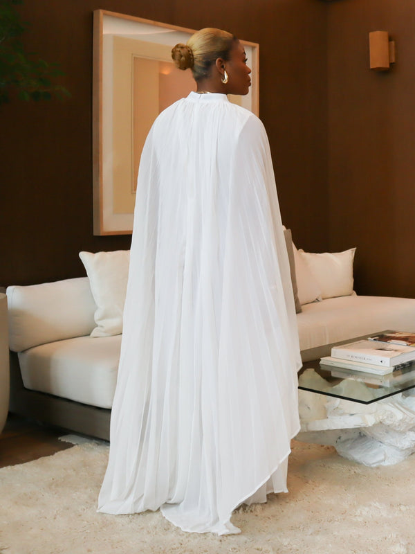 Arianna Maxi Pleated Dress (White)