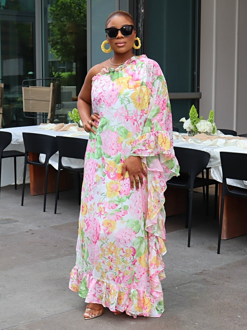 Azalea Asymmetrical Floral Dress (SAMPLE)