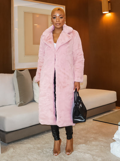 Faux Fur Loose Coat (Blush)