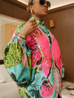 Butterfly Sequin Multicolored Top (Green)