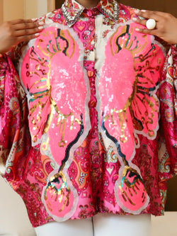 Butterfly Sequin Multicolored Top (Pink)