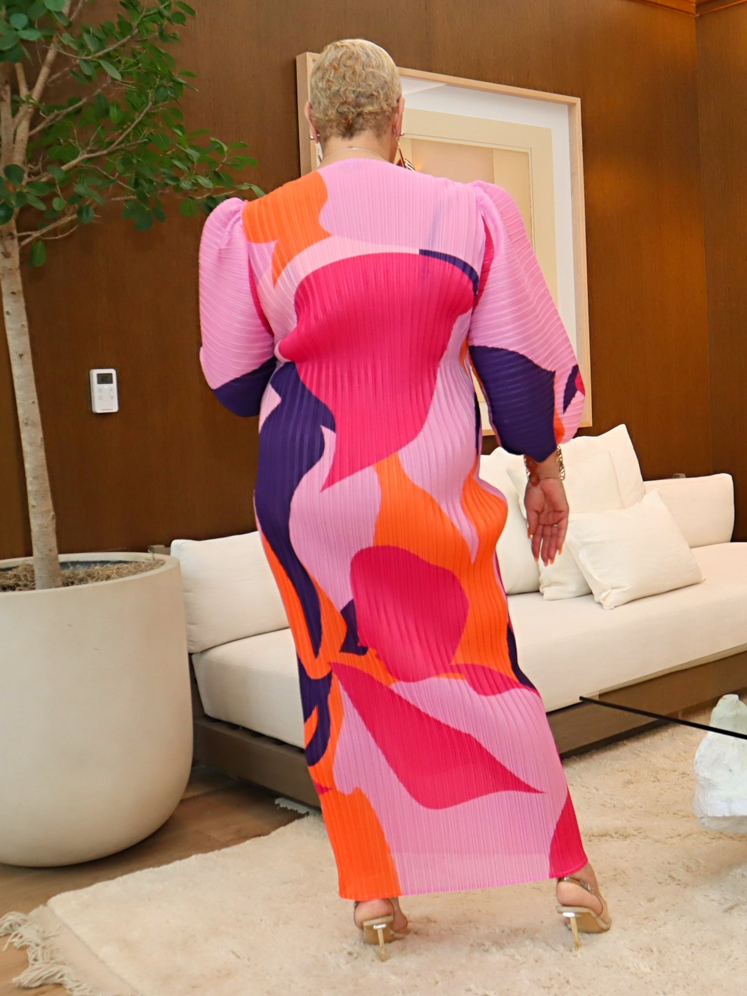 Dionne Puff Sleeve Dress (Pink)
