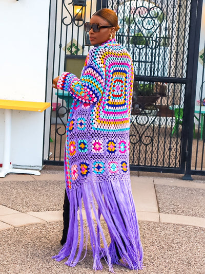 Full of Color Crochet Cardigan (Purple)