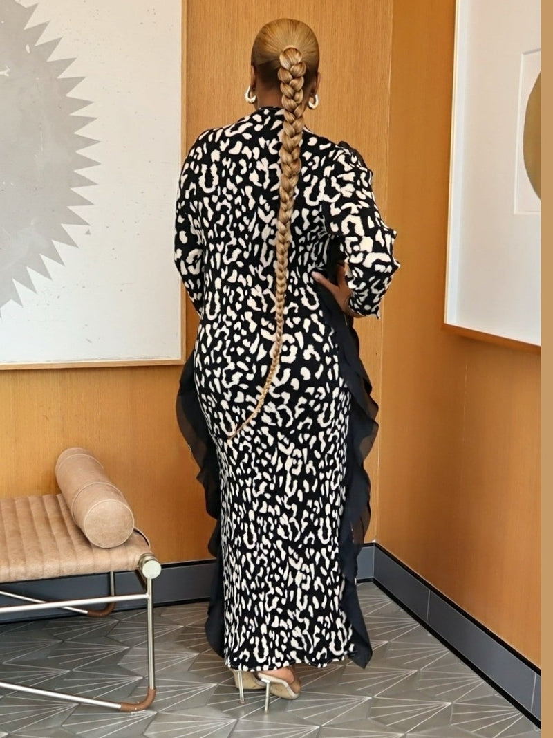 Pria Leopard Ruffle Dress (off-white)