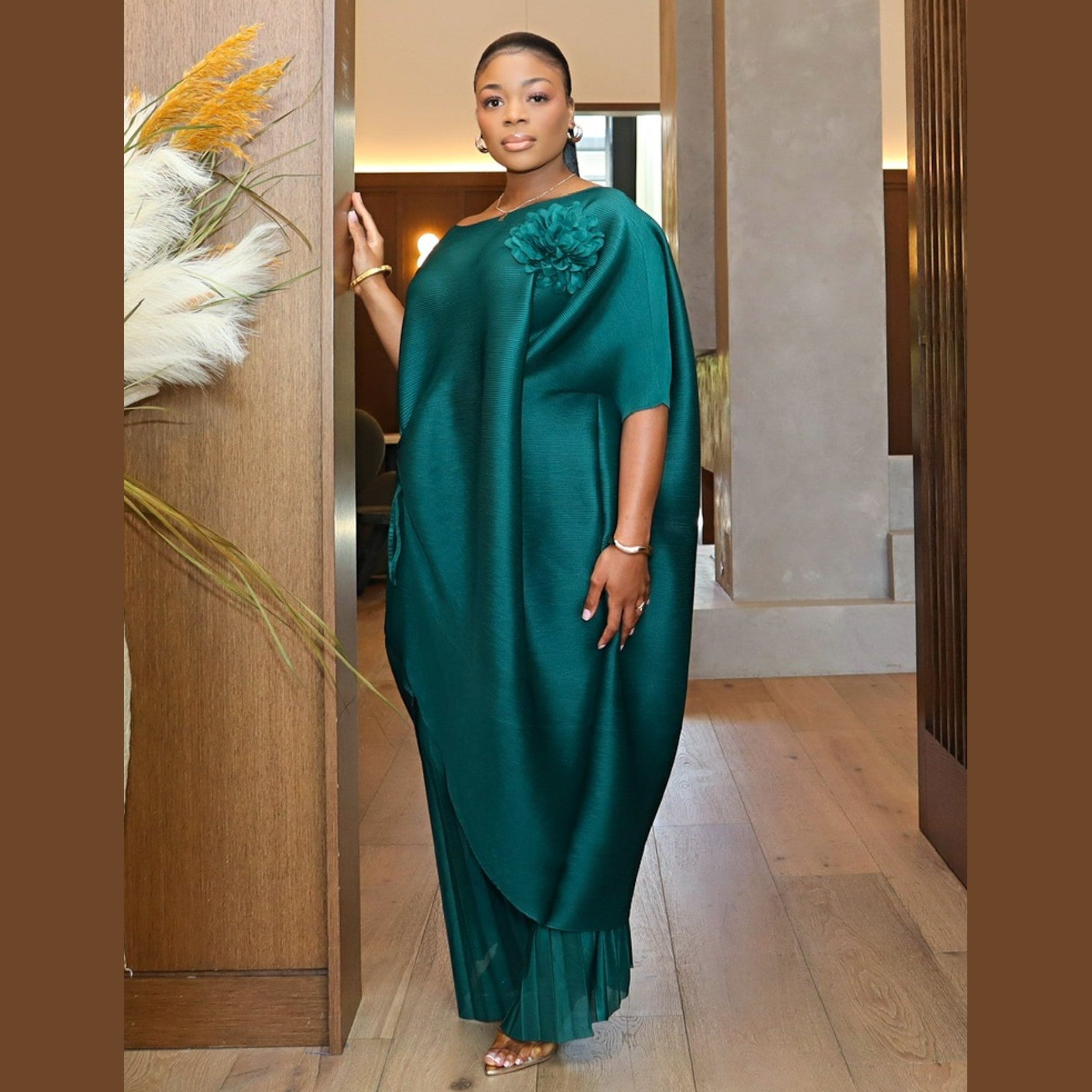 Sheila Pant Set – Green Two-Piece Tunic and Palazzo Pants