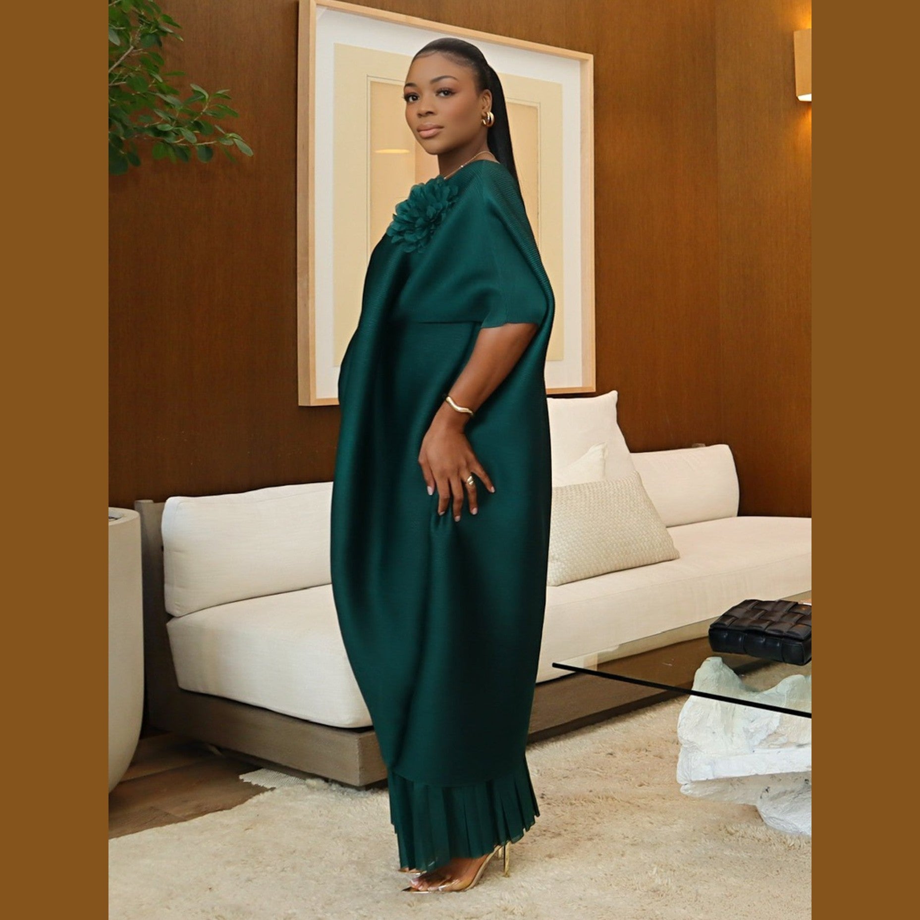 Sheila Pant Set – Green Two-Piece Tunic and Palazzo Pants