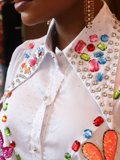 Taiwo Beaded Shirt (White)