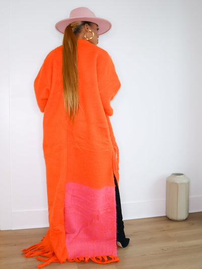 Amber Long Cardigan (Orange-Pink)