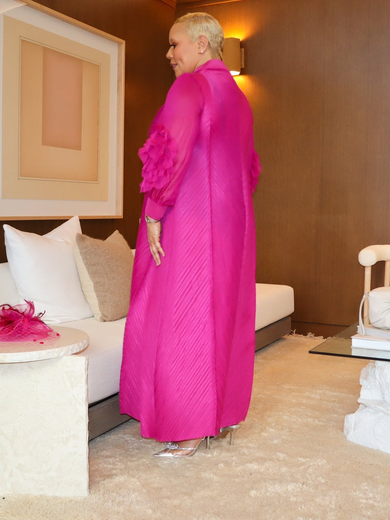 PETAL SLEEVE MOCK NECK DRESS Pink PETAL SLEEVE MOCK NECK DRESS Pink