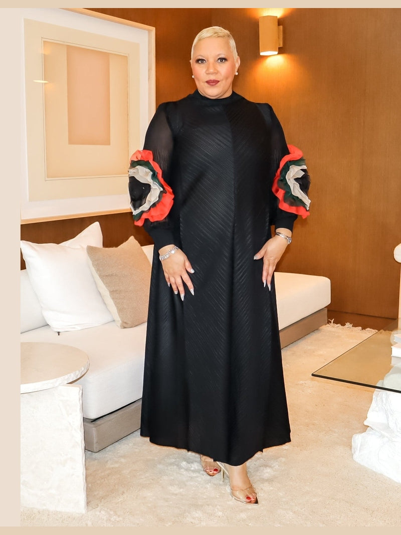 Cece Dress (Black- Rose) SAMPLE