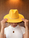 Fedora Hat || Yellow with Chain Detail - Ninth and Maple HATS
